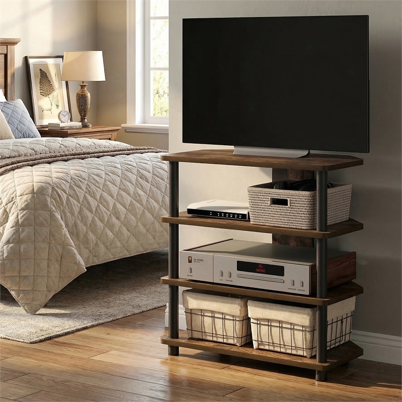 Pemberly Row 4-Tier Petite Corner Entertainment Center for 32