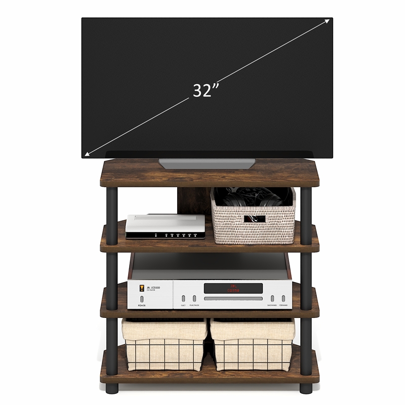 Pemberly Row 4-Tier Petite Corner Entertainment Center for 32