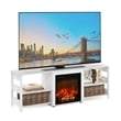 Pemberly Row 70 Inch TV Stand with Fireplace in White Emboss