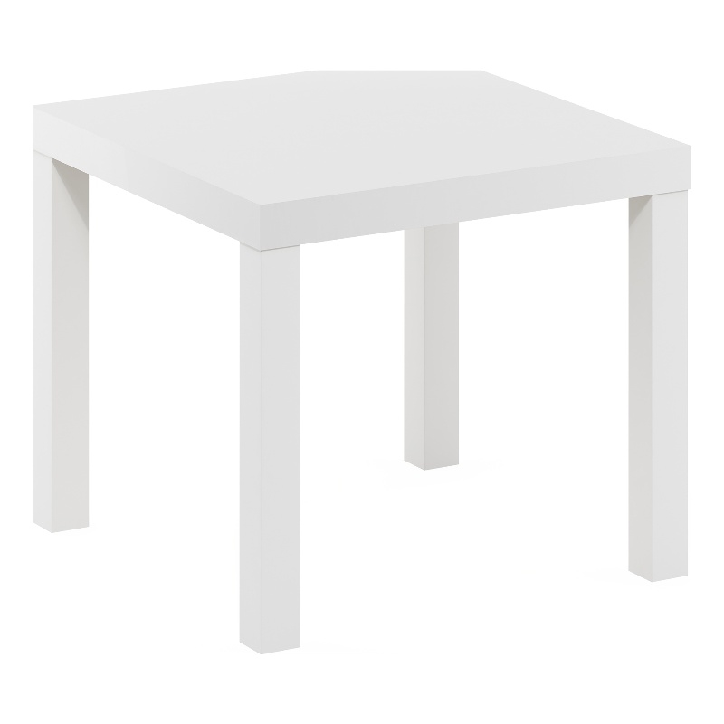 Pemberly Row Homey Square Side Table with Storage Shelf in White