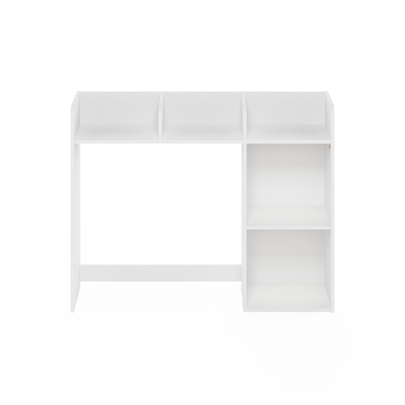 Pemberly Row Desktop Bookshelf Storage Hutch with 5 Shelves in White