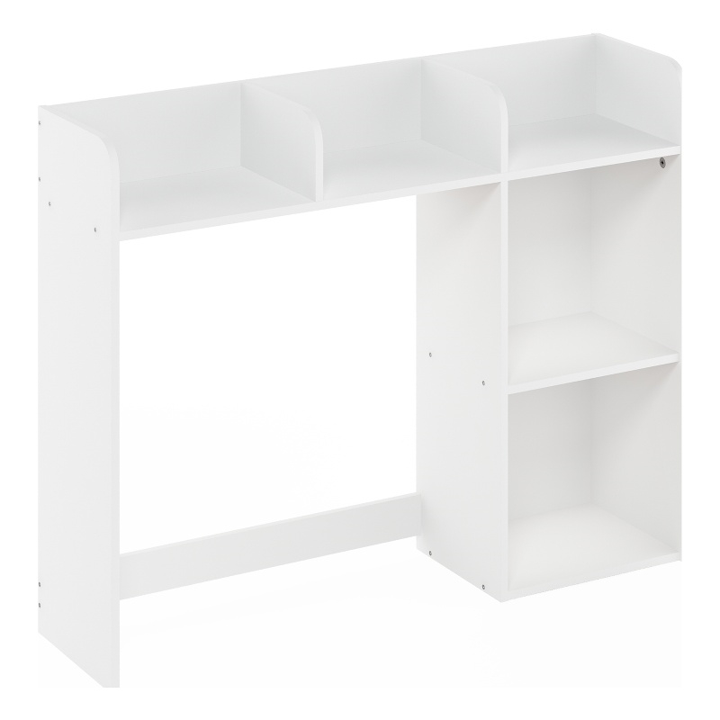 Pemberly Row Desktop Bookshelf Storage Hutch with 5 Shelves in White