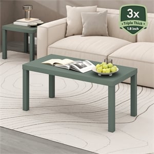 Pemberly Row Coffee Table with 1.8 Inch Thick Tabletop in Sage Green