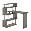 Pemberly Row 5-Tier L Shape Computer Desk with Zigzag Shelves in Grey Oak