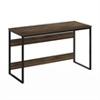 Pemberly Row Computer Desk 52 Width Gaming with Metal Frame in Brown Walnut