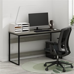 Pemberly Row 52 Inch Computer Desk with Metal Frame in Grey Oak