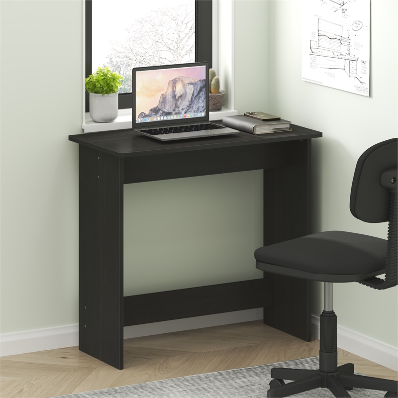Pemberly Row Computer Desk Office Writing Desk in Black Espresso