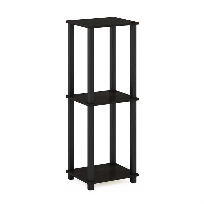 Pemberly Row Tree Bookshelf End Table Set of 2 in Espresso/Black