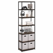 Pemberly Row 7-Tier Metal Frame Bookcases 11.8 x 23.6 x 74.9 in Amber Pine