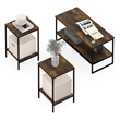 Pemberly Row Set of 3 Metal Frame 2-Tier Coffee Table in Amber Pine