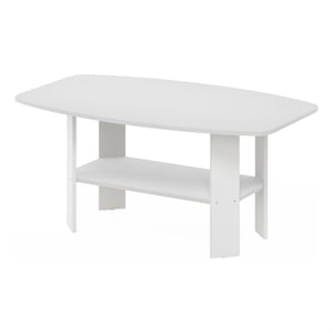 Pemberly Row Coffee Table with Full Length Bottom Shelf in White Finish