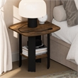 Pemberly Row 2 Tier Round Corner Nightstand with Storage Shelf in Amber Pine