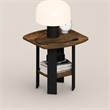 Pemberly Row 2 Tier Round Corner Nightstand with Storage Shelf in Amber Pine