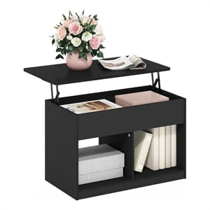 Pemberly Row Lift Top Coffee Table with Hidden Compartment in Dark Americano