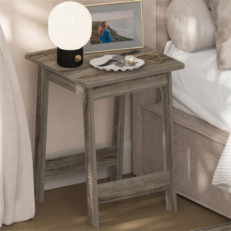 Pemberly Row Square Nightstand with H-Shape Legs in French Oak Finish