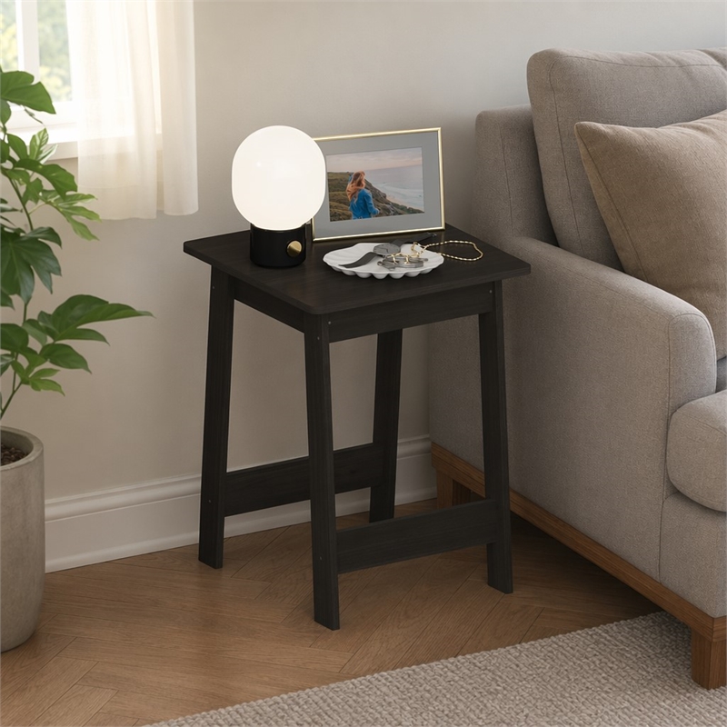 Pemberly Row Square H-Legs Nightstand Easy Assembly in Espresso