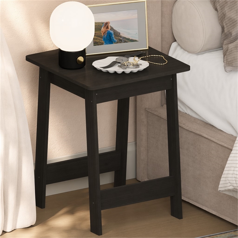 Pemberly Row Square H-Legs Nightstand Easy Assembly in Espresso