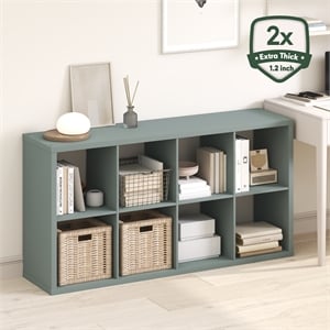 Pemberly Row 8 Cube Thick Frame Reversible Open Back Bookcase in Sage Green