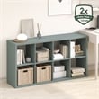 Pemberly Row 8 Cube Thick Frame Reversible Open Back Bookcase in Sage Green