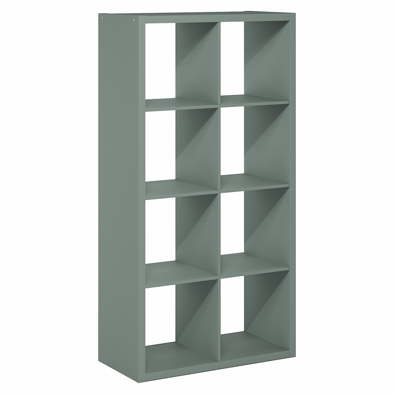 Pemberly Row 8 Cube Thick Frame Reversible Open Back Bookcase in Sage Green