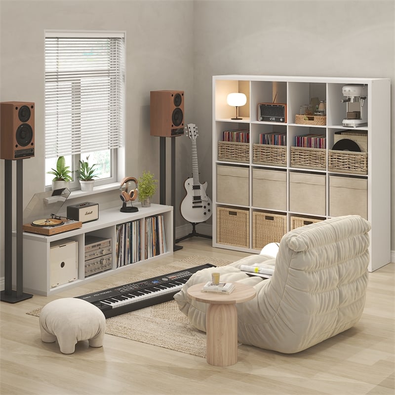 Pemberly Row 4 Cube Vertical Vinyl Record Media Storage in White Finish