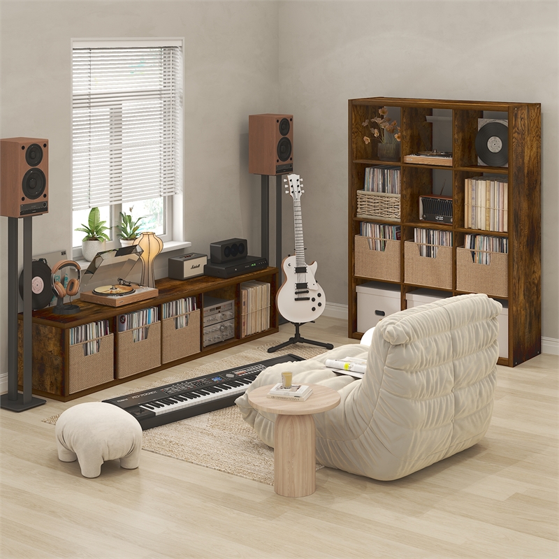 Pemberly Row 5 Cube Vertical Vinyl Record Media Storage in Amber Pine