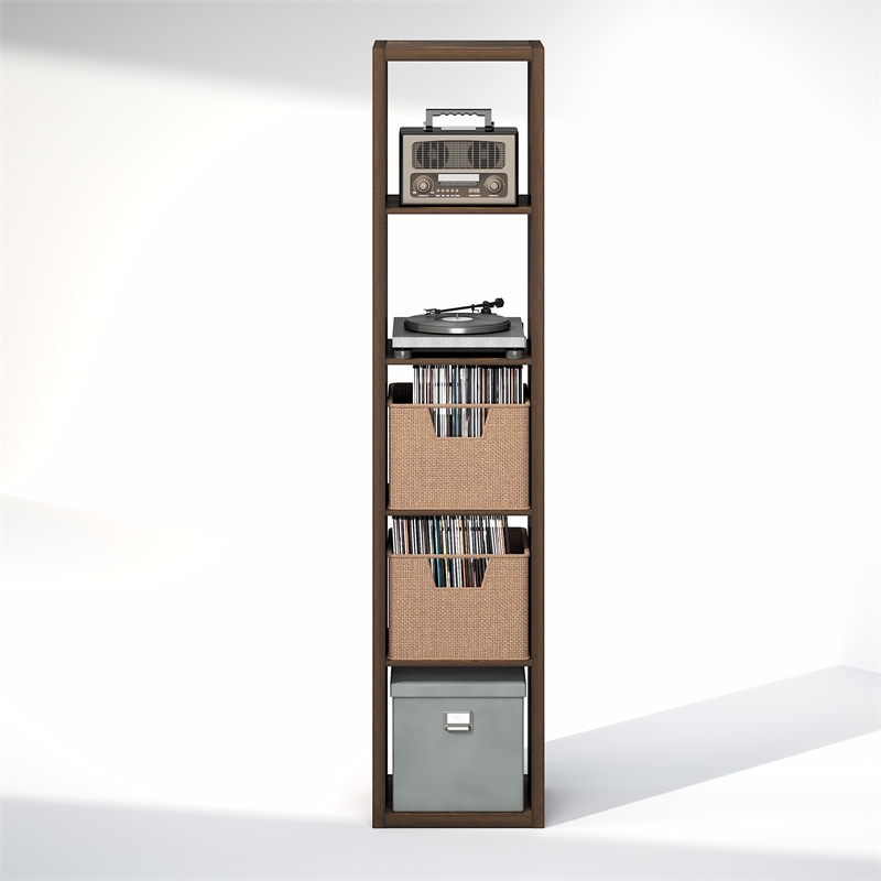 Pemberly Row 5 Cube Vertical Vinyl Record Media Storage in Amber Pine