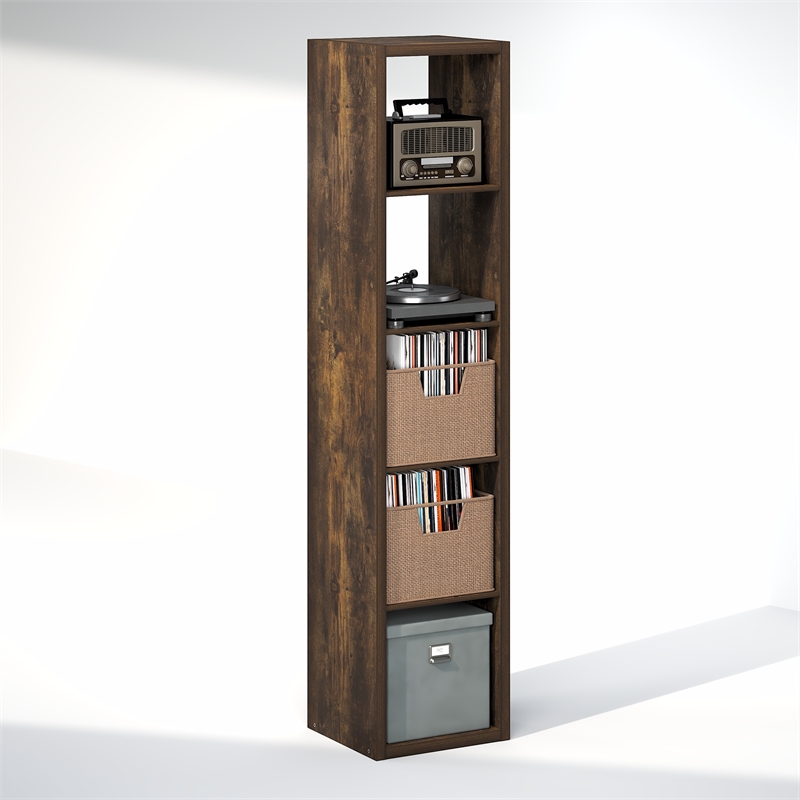 Pemberly Row 5 Cube Vertical Vinyl Record Media Storage in Amber Pine