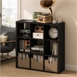 Pemberly Row 9 Cube Vinyl Record Media Storage Organizer in Dark Oak Finish