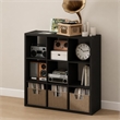 Pemberly Row 9 Cube Vinyl Record Media Storage Organizer in Dark Oak Finish