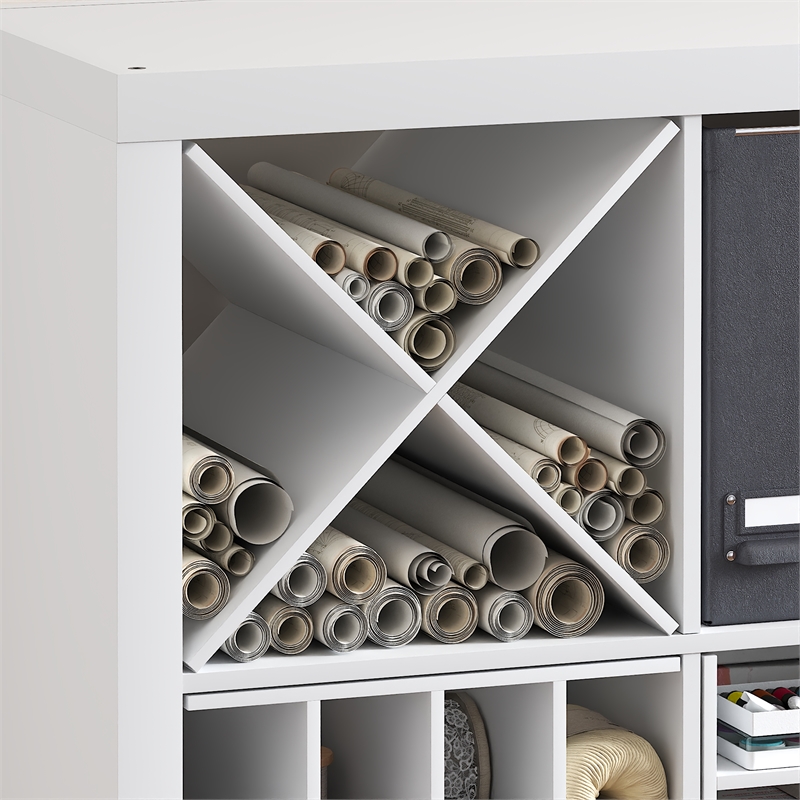 Pemberly Row X-Shelf Cube Organizer 4-Way Divider Insert in White Finish