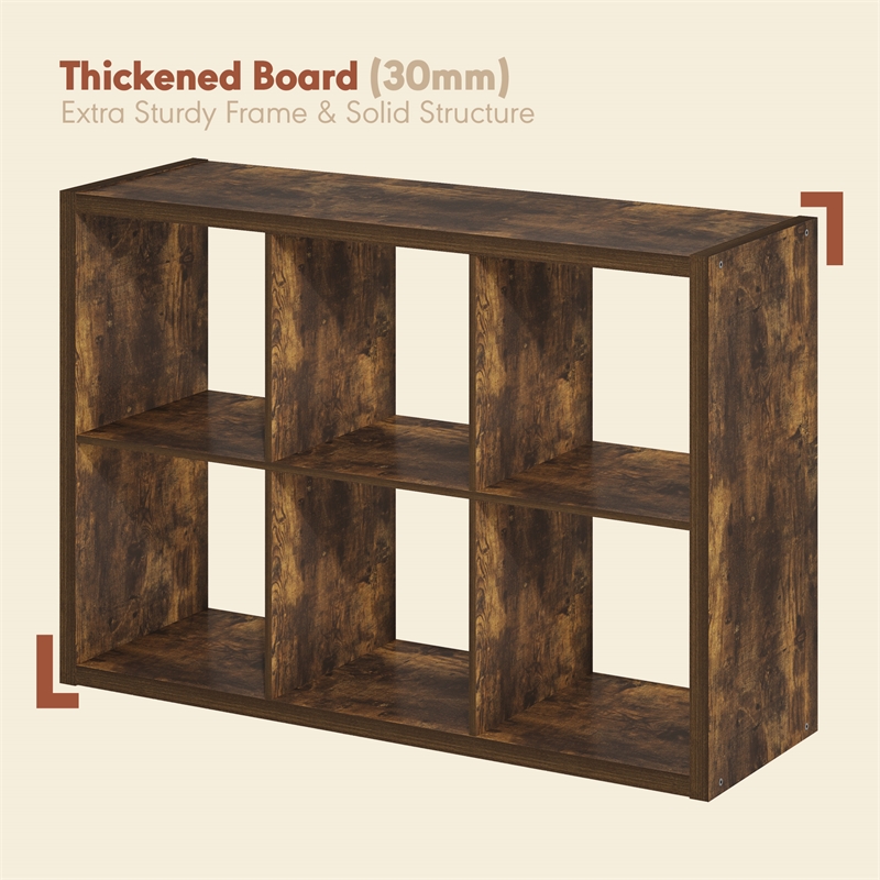 Pemberly Row 6 Cube Vinyl Record Media Storage Organizer in Amber Pine