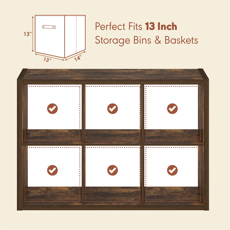Pemberly Row 6 Cube Vinyl Record Media Storage Organizer in Amber Pine