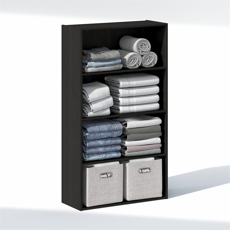 Pemberly Row 4 Tier Closet Organizer with Open Shelf Storage in Espresso