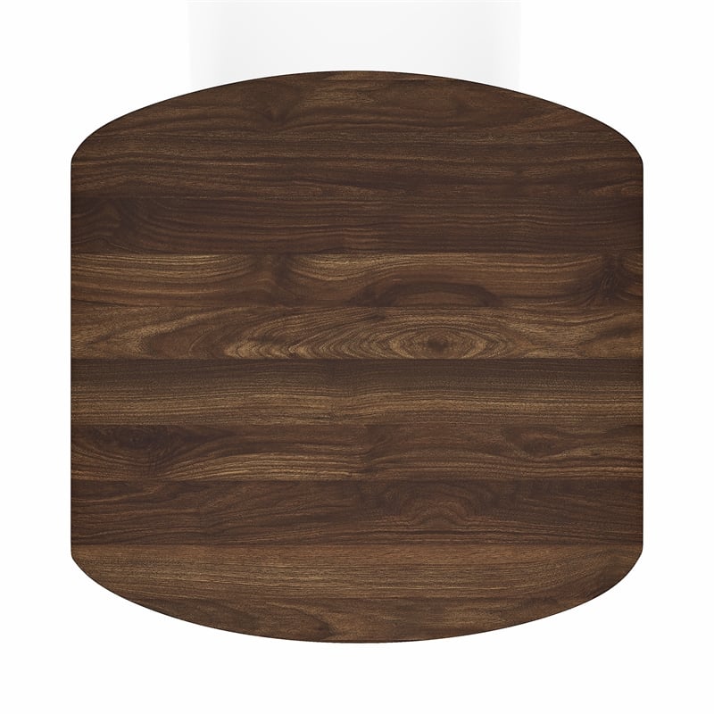 Pemberly Row 2 Tier Round Corner Nightstand with Storage Shelf in Walnut