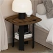 Pemberly Row 2 Tier Round Corner Nightstand with Storage Shelf in Walnut