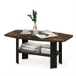 Pemberly Row Coffee Table with Rounded Edges and Open Shelf in Amber Pine Black