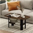 Pemberly Row Coffee Table with Rounded Edges and Open Shelf in Amber Pine Black