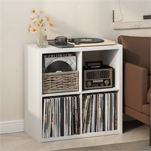 Pemberly Row 4 Cube Vinyl Record Media Storage Organizer in White Finish