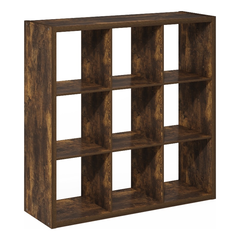 Pemberly Row 9 Cube Open Back Storage Organizer for Display in Amber Pine