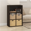 Pemberly Row 5 Cube Vinyl Record Media Storage Organizer in Dark Oak Finish