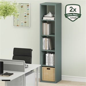 Pemberly Row 5 Cube Thick Frame Reversible Open Back Bookcase in Sage Green