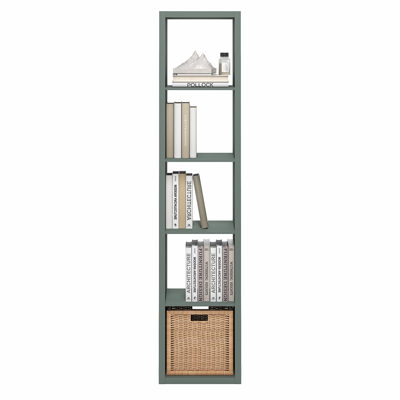 Pemberly Row 5 Cube Thick Frame Reversible Open Back Bookcase in Sage Green
