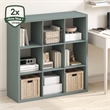 Pemberly Row 9 Cube Thick Frame Reversible Open Back Bookcase in Sage Green
