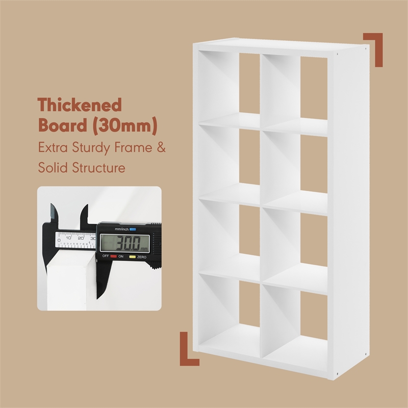 Pemberly Row 8 Cube Vinyl Record Media Storage Organizer in White Finish