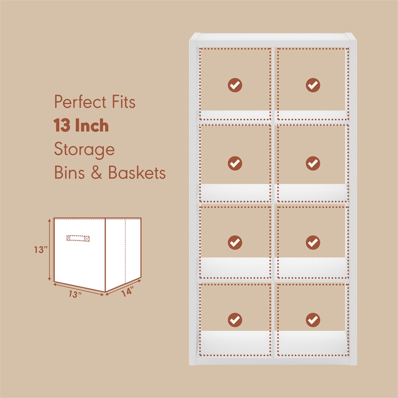 Pemberly Row 8 Cube Vinyl Record Media Storage Organizer in White Finish