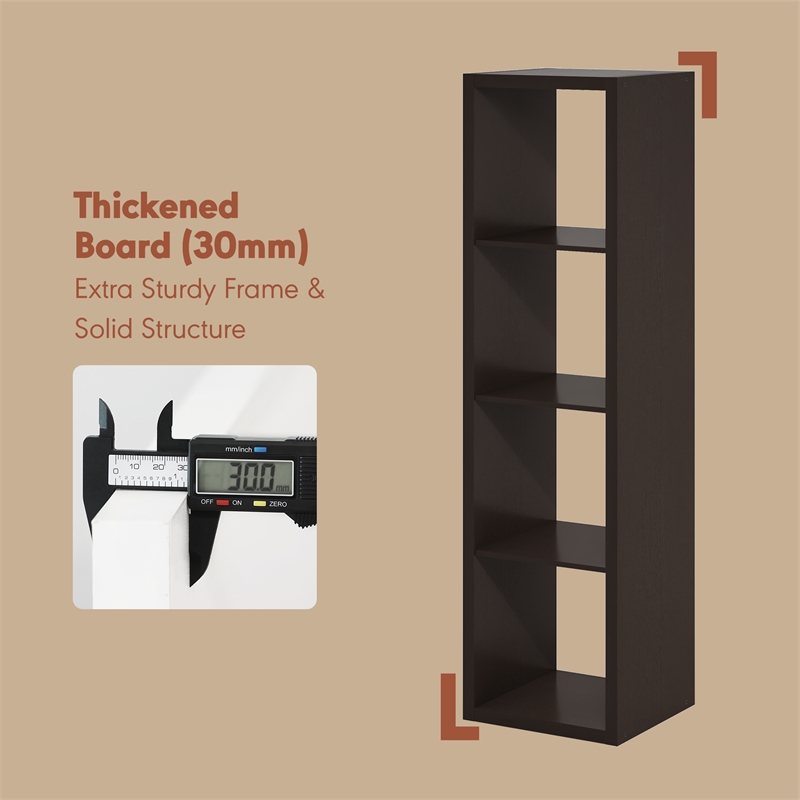 Pemberly Row 4 Cube Vertical Vinyl Record Media Storage in Dark Oak Finish