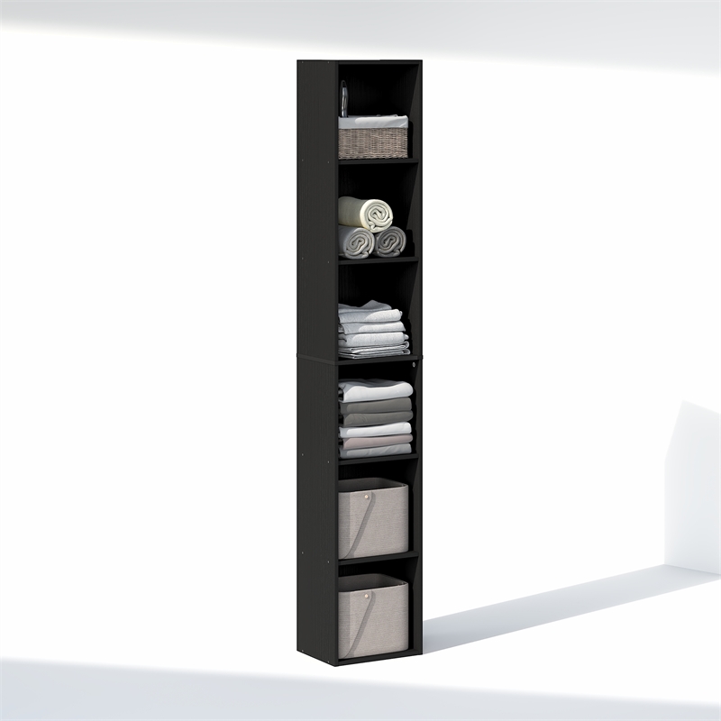Pemberly Row 6 Tier Closet Organizer Open Shelf with Anti-Tip Kit in Blackwood