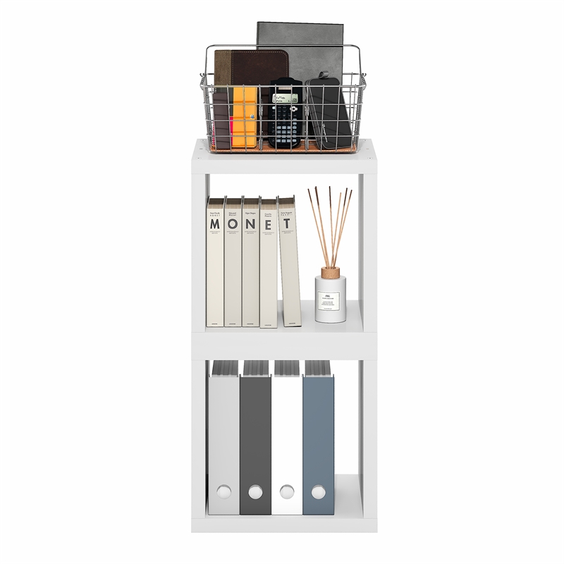 Pemberly Row Set of 2 Stackable Cube Shelves with Thick Panels in White