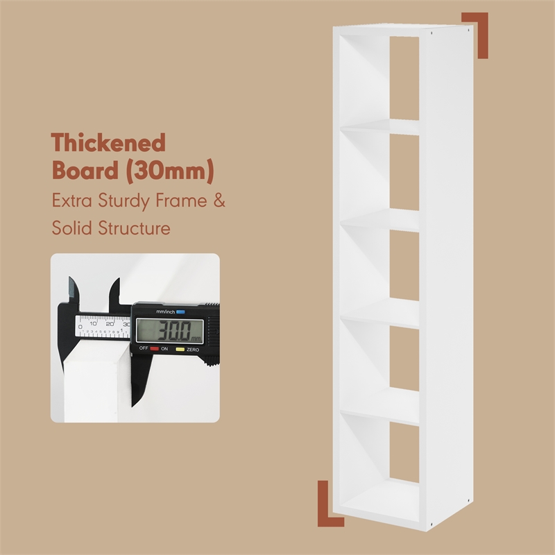 Pemberly Row 5 Cube Vertical Vinyl Record Media Storage in White Finish
